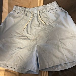 Romwe blue non-stretch polyester shorts